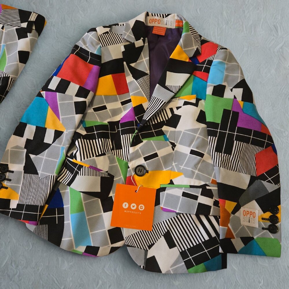 🎉 OppoSuits “Testival” Blazer – Colorful Retro Pattern Suit Jacket NWT